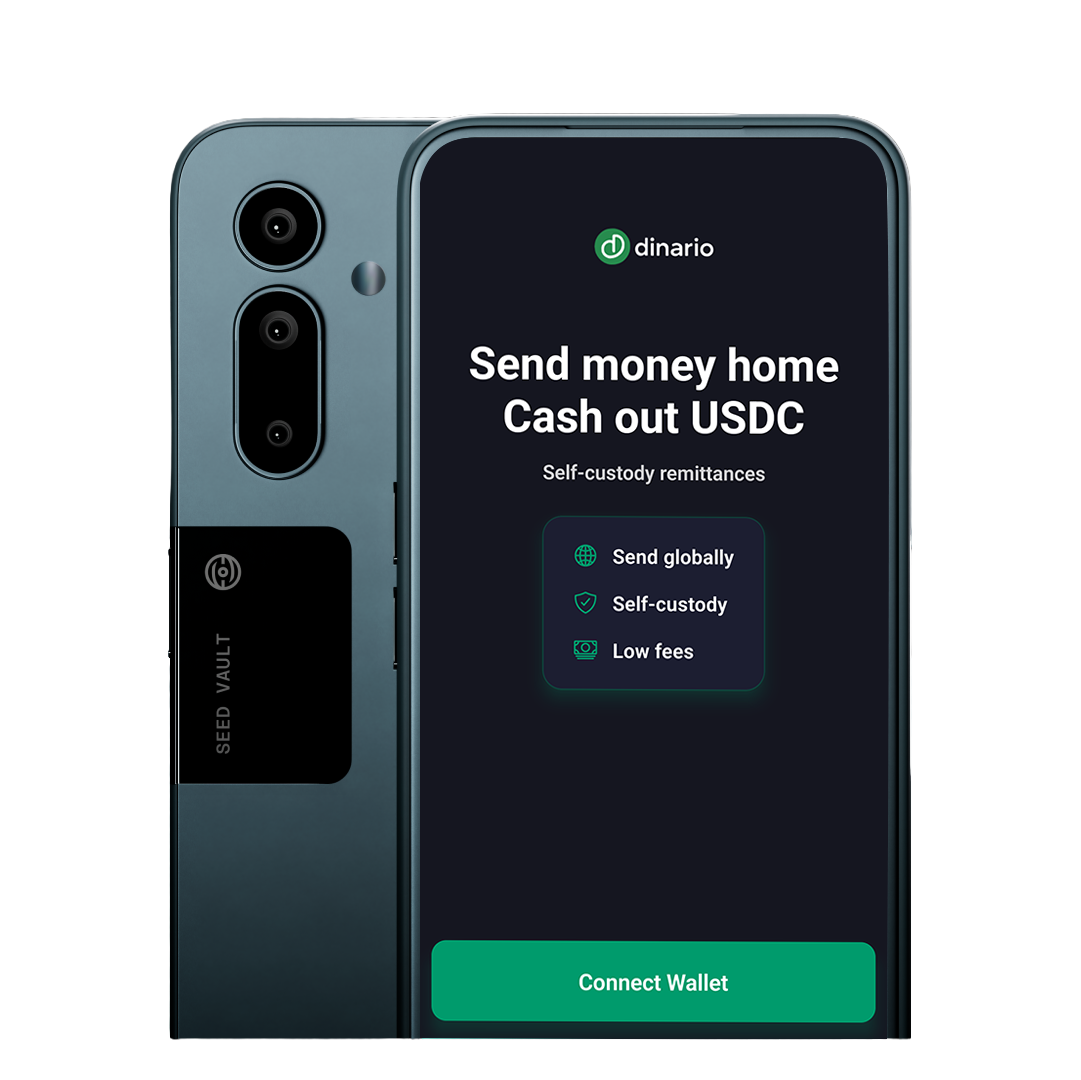 Dinario app on Seeker phone